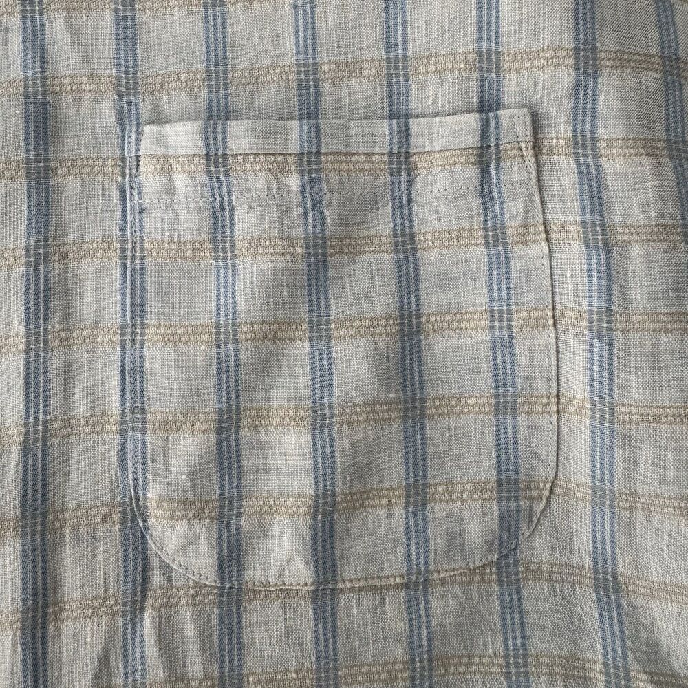 Tommy Bahama Island Modern Fit Shirt Men XXL White Tan Blue Stripe Linen Cotton - Picture 7 of 11